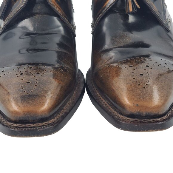 Mezlan Spain Antiqued Brown Gloss Leather Chukka Boots Mens 12 Dress Ankle Shoes - Picture 7 of 13